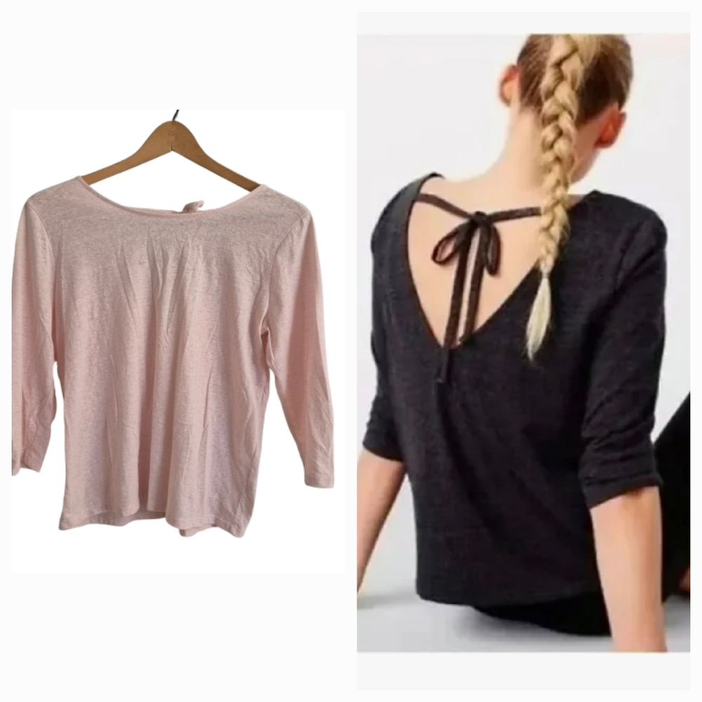 J. Crew Tie Back Low Back 3/4 Sleeve Tee